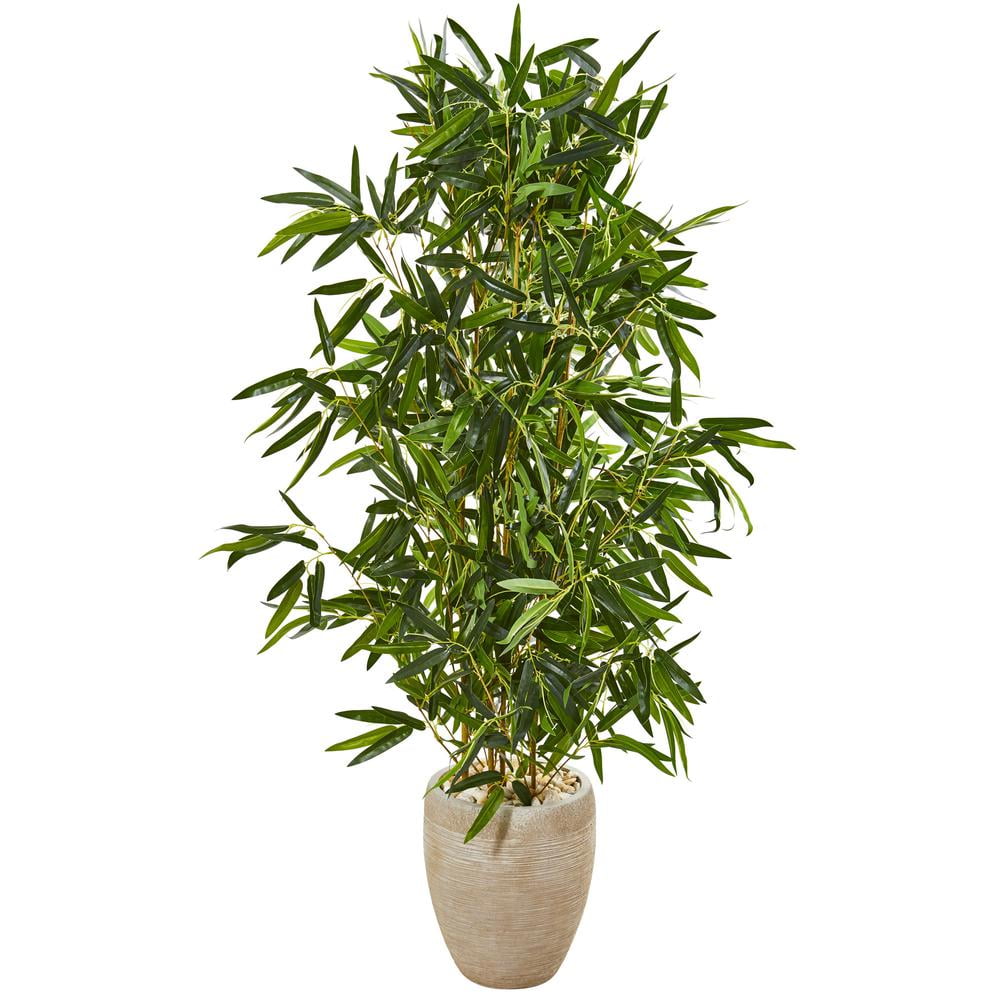 5.5-Foot Green Bamboo Artificial Tree in Sand Colored Planter