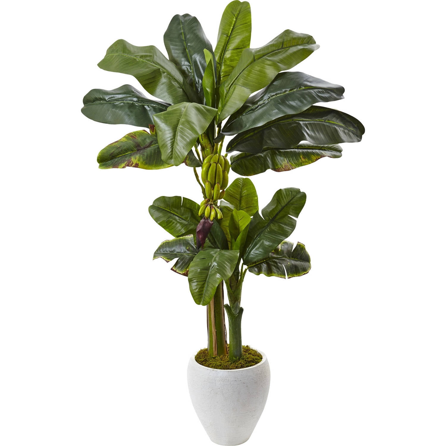 5ft Faux Banana Tree in White Planter