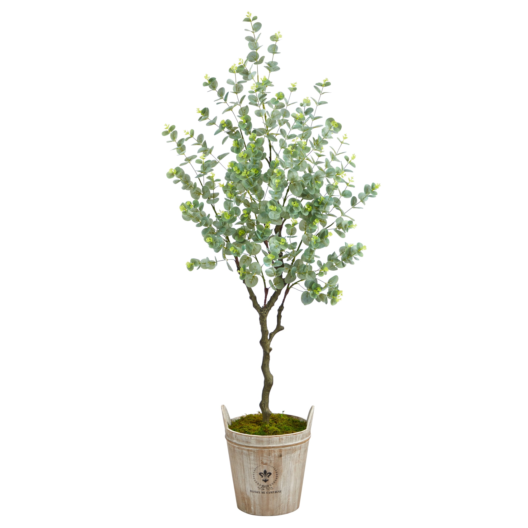Nearly Natural 5ft Eucalyptus Artificial Tree in Farmhouse Planter in ...