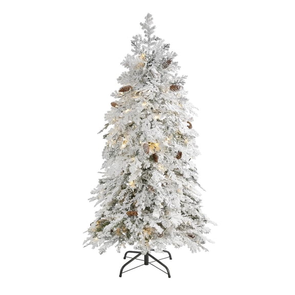 Nearly Natural 5ft. Flocked Montana Down Swept Spruce Artificial Christmas Tree
