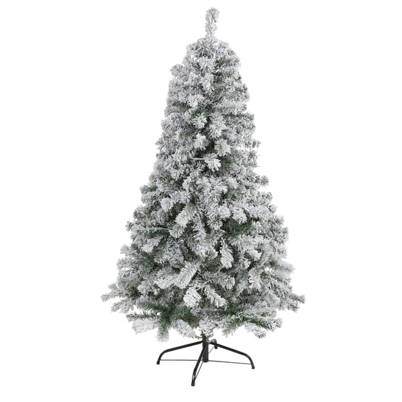 Nearly Natural 5' Flocked Rock Springs Spruce Christmas Tree - Green