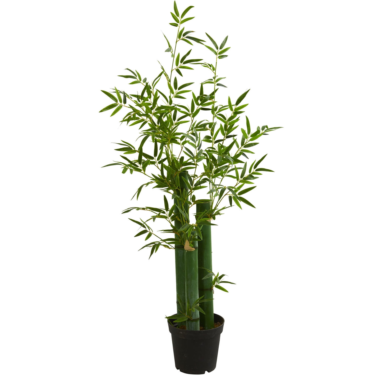 5' Green Silk and Plastic Faux Potted Bamboo Tree