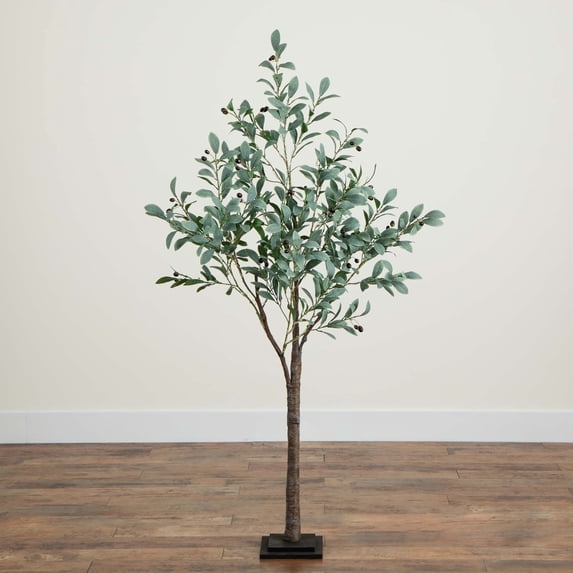 Nearly Natural 5ft. Lighted Artificial Fruiting Olive Tree with 200 Warm White LED Lights