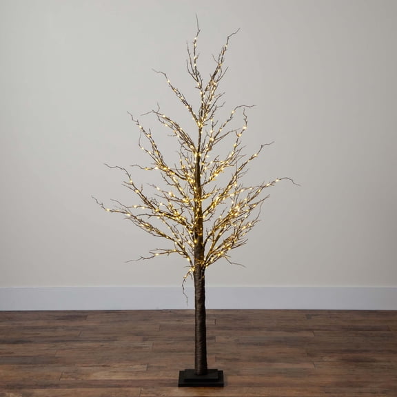 Nearly Natural Pre-Lit Brown Twig Artificial Christmas Tree - 5' - Warm White LED Lights