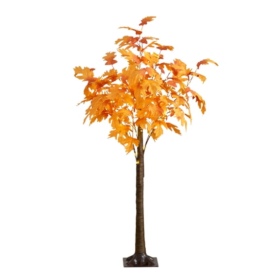 Nearly Natural Pre-Lit Autumn Artificial Maple Fall Tree - 5' - Warm White LED Lights