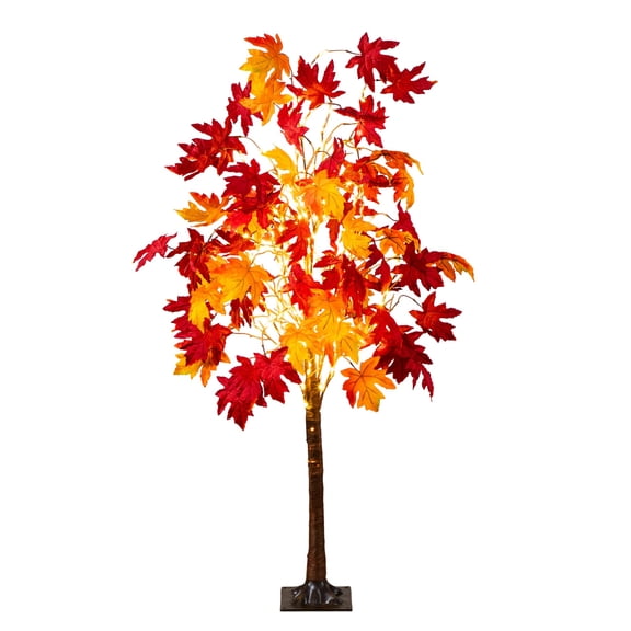 Nearly Natural 5ft. Pre-Lit Autumn Weeping Maple Artificial Fall Tree with 240 Warm White LED Lights