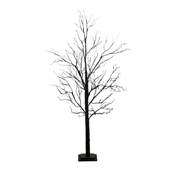 Nearly Natural 5ft. Pre-Lit Halloween Black Twig Artificial Tree with 240 Orange & Purple LED Lights