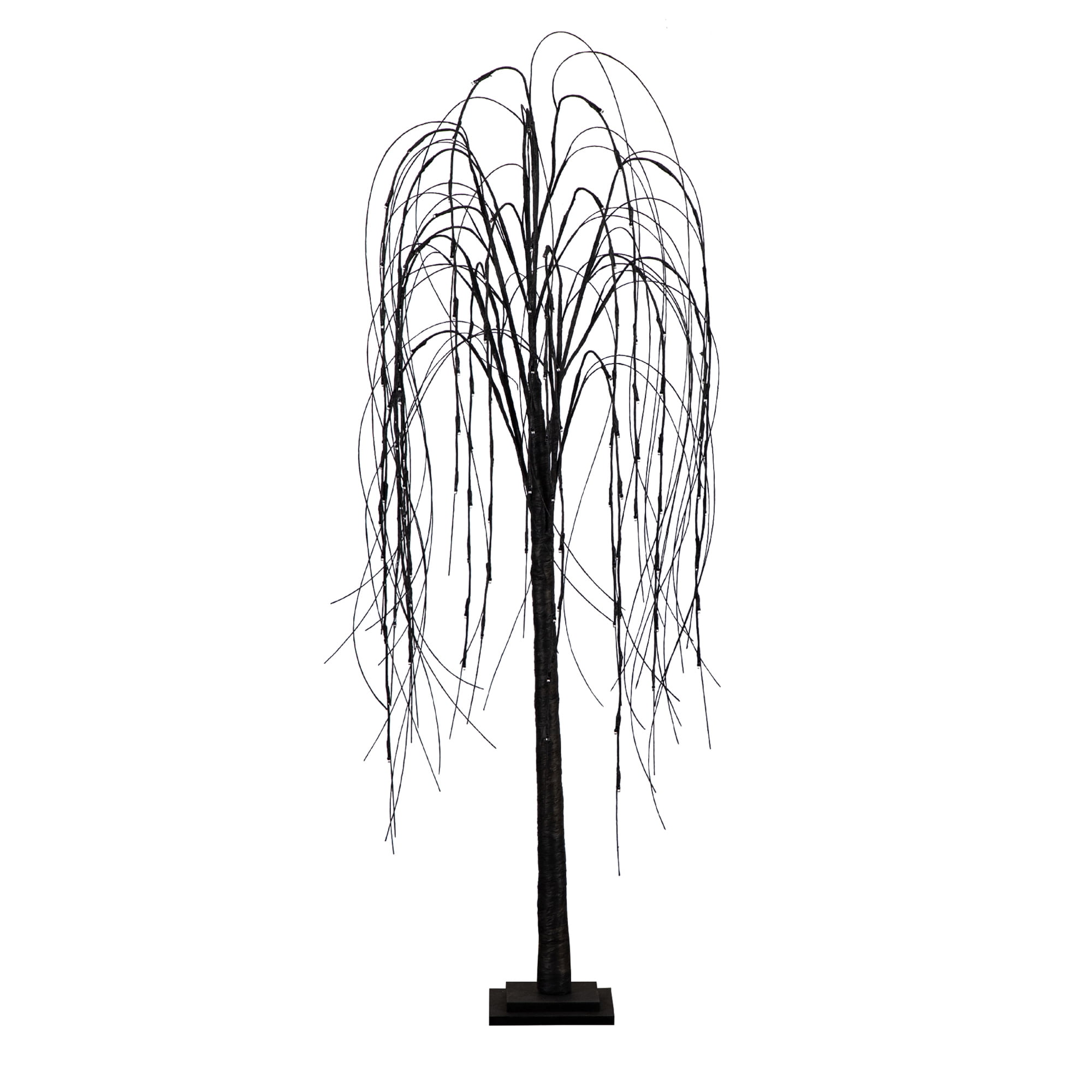 Nearly Natural 5ft. Pre-Lit Halloween Black Willow Artificial Fall Tree with 144 Orange and Purple LED Lights