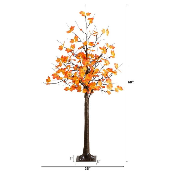 Nearly Natural Pre-Lit Maple Minimalist Artificial Fall Tree - 5' - Warm White LED Lights
