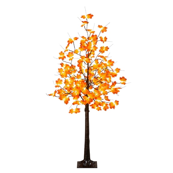 Nearly Natural Pre-Lit Autumn Minimalist Maple Artificial Fall Tree - 5' - Warm White LED Lights