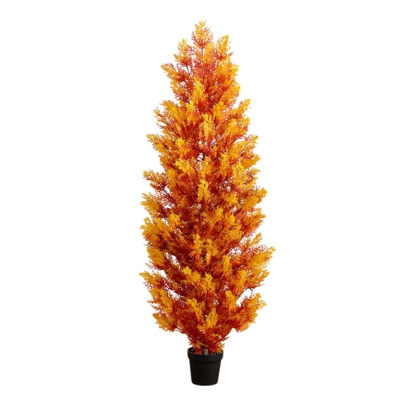 Nearly Natural Autumn Cedar Artificial Fall Tree - 5'