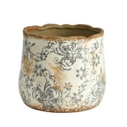 Nearly Natural 6.25" x 6.25" x 7" Tuscan Ceramic Gray Scroll Planter