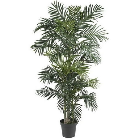 Nearly Natural 6.5’ Artificial Golden Cane Palm Tree – Lifelike Faux Tropical Plant for Home & Office Decor