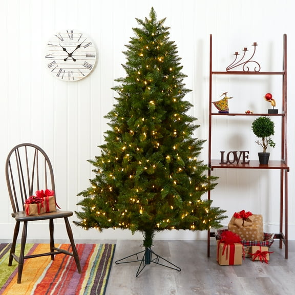 Nearly Natural 6.5' Prelit LED Spruce Artificial Christmas Tree, Green