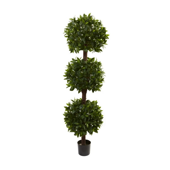 Nearly Natural 6.5' Sweet Bay Triple Ball Artificial Topiary, Green