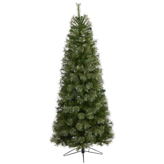 Nearly Natural 6.5ft. Cashmere Slim Artificial Christmas Tree, Green