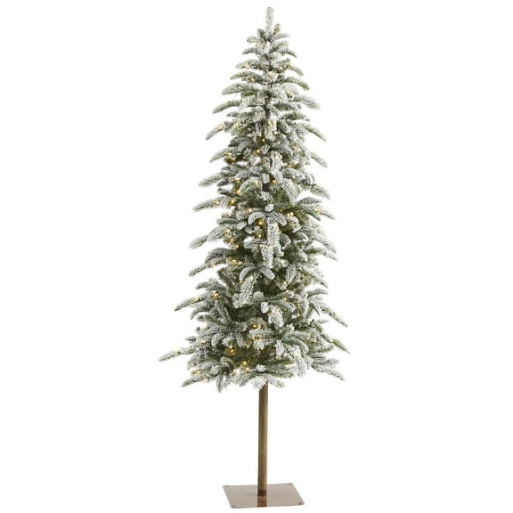 Nearly Natural 6.5ft. Flocked Washington Alpine Christmas Artificial Tree
