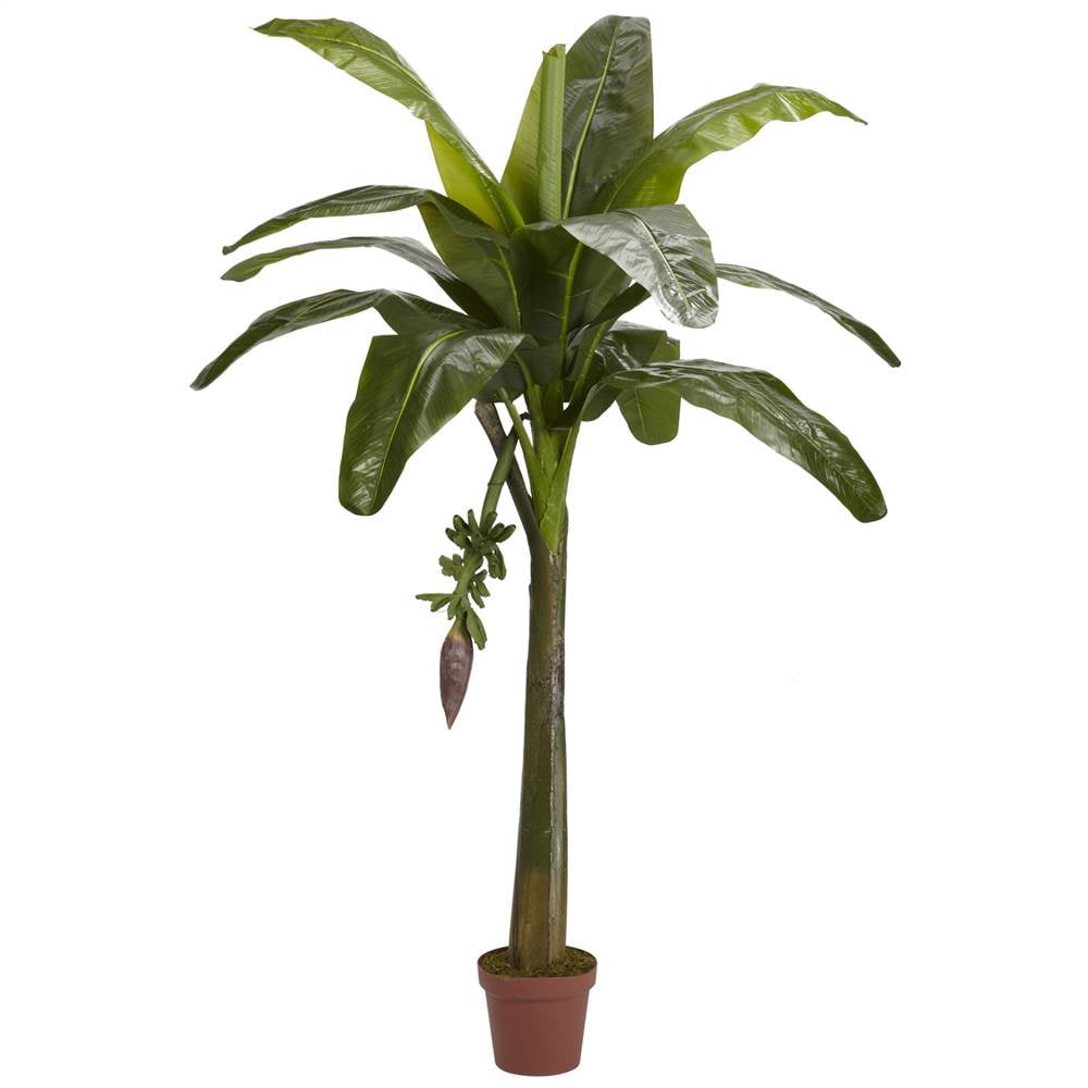 6-Foot Green Silk Banana Tree in Decorative Pot