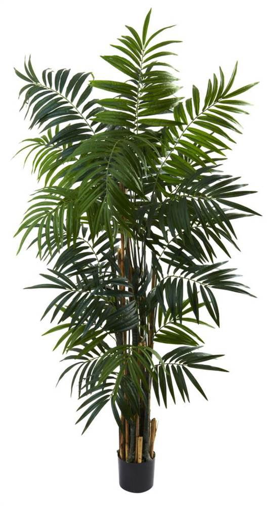 6-ft Green Plastic Potted Palm Tree with Built-in Lights
