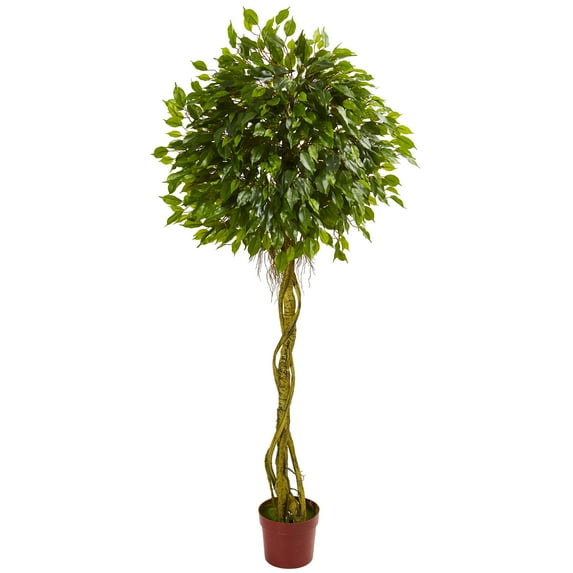 Nearly Natural 6' Ficus Artificial Topiary, Green