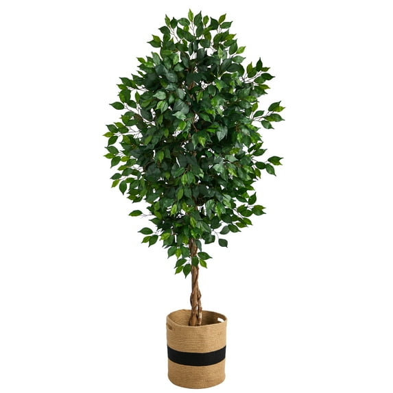 Nearly Natural 6' Ficus Artificial Tree in Cotton Planter