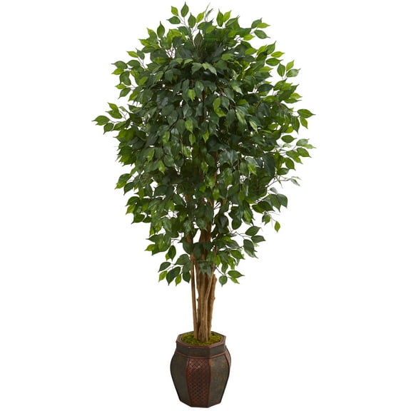 Nearly Natural 6' Ficus Artificial Tree in Decorative Planter