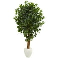 thumbnail image 1 of Nearly Natural 6' Ficus Artificial Tree in White Planter, 1 of 5