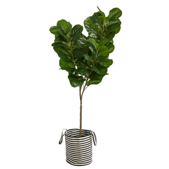 Nearly Natural 6' Fiddle Leaf Fig Artificial Tree in Planter
