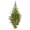 thumbnail image 1 of Nearly Natural 6' Fraser Fir Artificial Christmas Tree in Burlap Base, Prelit with LED Lights, Green, 1 of 8