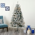 thumbnail image 1 of Nearly Natural 6' Green Flocked Spruce Artificial Christmas Tree Prelit 250 Clear LED Lights, 1 of 7