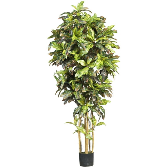 Nearly Natural 6' Plastic/Polyester Croton Artificial Tree
