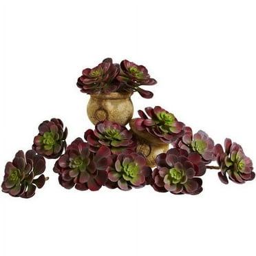 Nearly Natural 6" Plastic/Polyester Echeveria Succulent Artificial Plant (Set of 12), Red