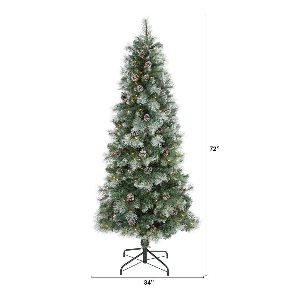 6-Foot Frosted Tip Pine Artificial Christmas Tree with Lights