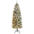 thumbnail image 1 of Nearly Natural 6' Slim Fir Flocked Artificial Christmas Tree Prelit 250 LED Lights, 1 of 10