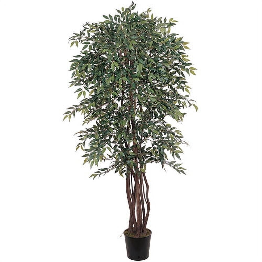 6-ft Green Silk Smilax Tree with Black Plastic Pot