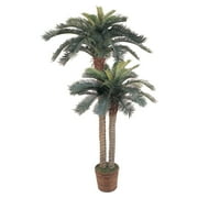 Nearly Natural 6 and 4 Sago Palm Double Potted Artificial Tree