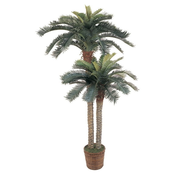 Nearly Natural 6' and 4' Sago Palm Double Potted Artificial Tree