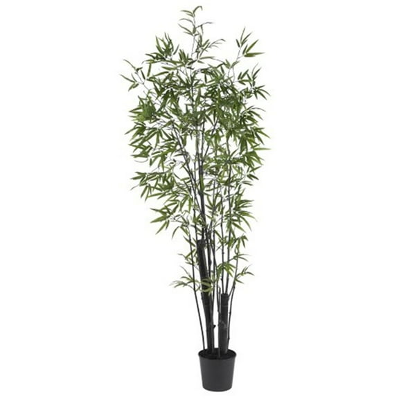 Nearly Natural 6 ft. Black Bamboo Silk Tree, 2 Thick Trunks