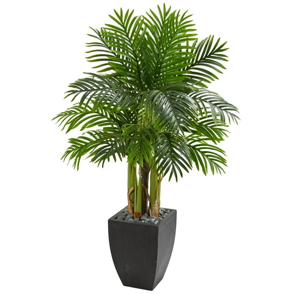 Nearly Natural 60" Kentia Palm Artificial Tree in Black Planter