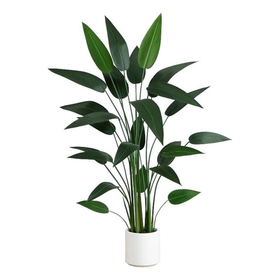 Nearly Natural 63" Artificial Sky Bird Tree in White Decorative Planter in Green