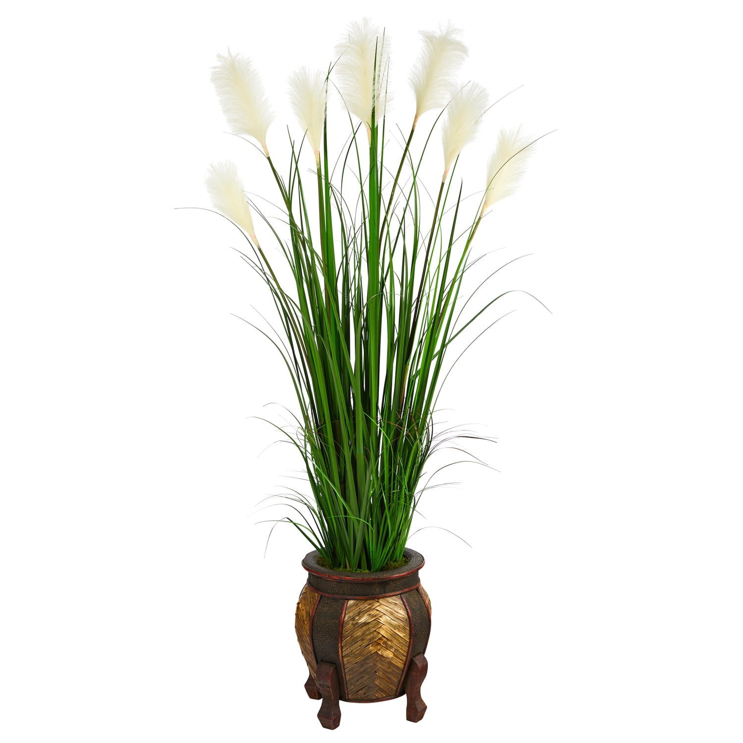 Evergreen Elegance 68" Faux Wheat Plume Grass in Decorative Planter