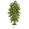 thumbnail image 1 of Nearly Natural 64" Bamboo Artificial Tree in White Tin Planter, 1 of 3