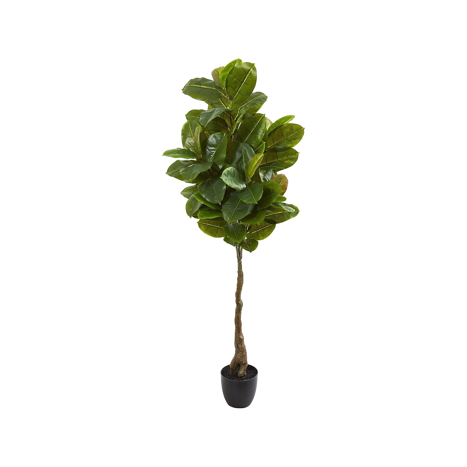 Real-Touch Rubber Leaf Artificial Tree in Sleek Black Pot - 65"
