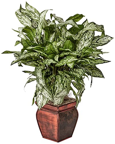 Nearly Natural Silver Queen with Decorative Planter Silk Floor Plant