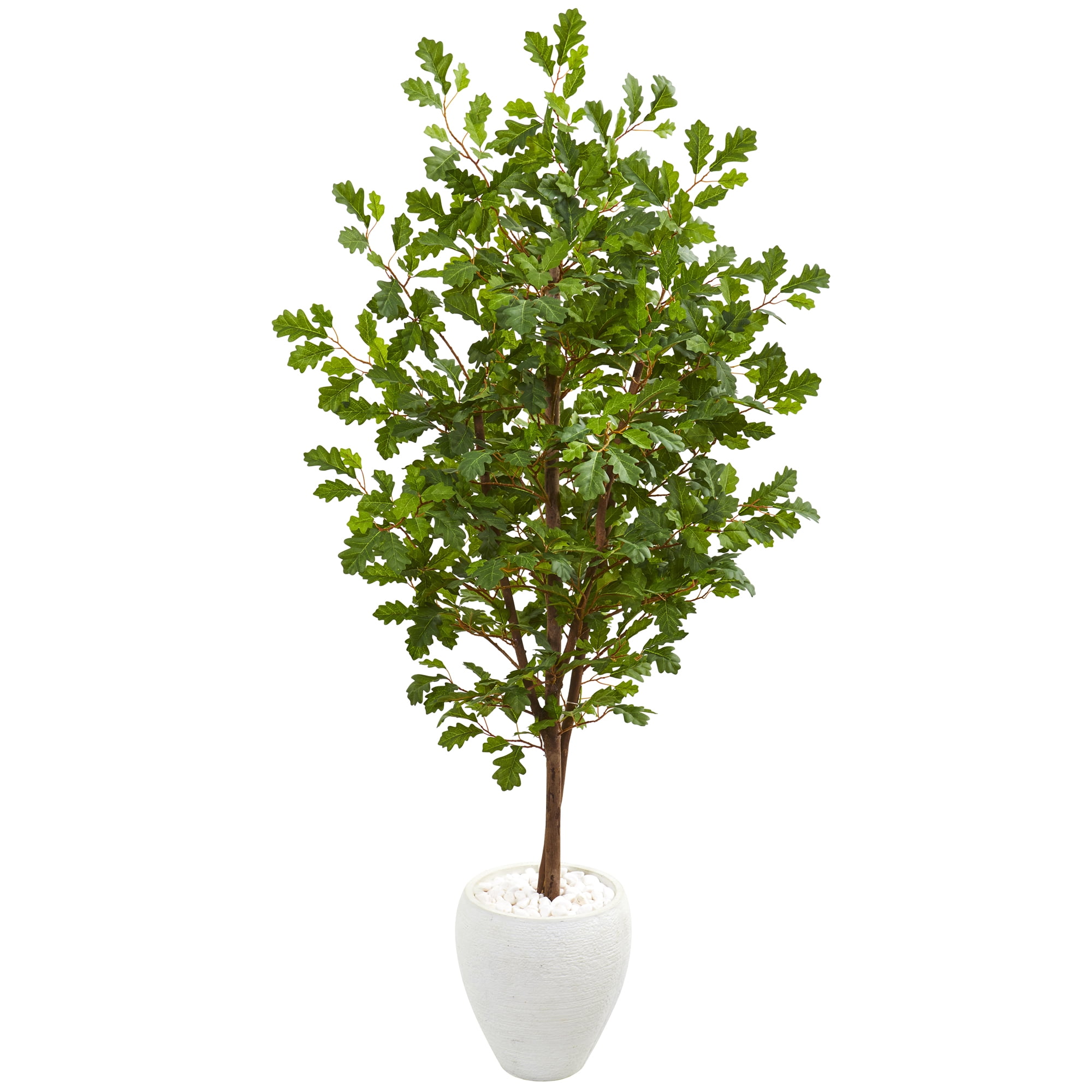 Nearly Natural 68” Oak Artificial Tree in White Planter