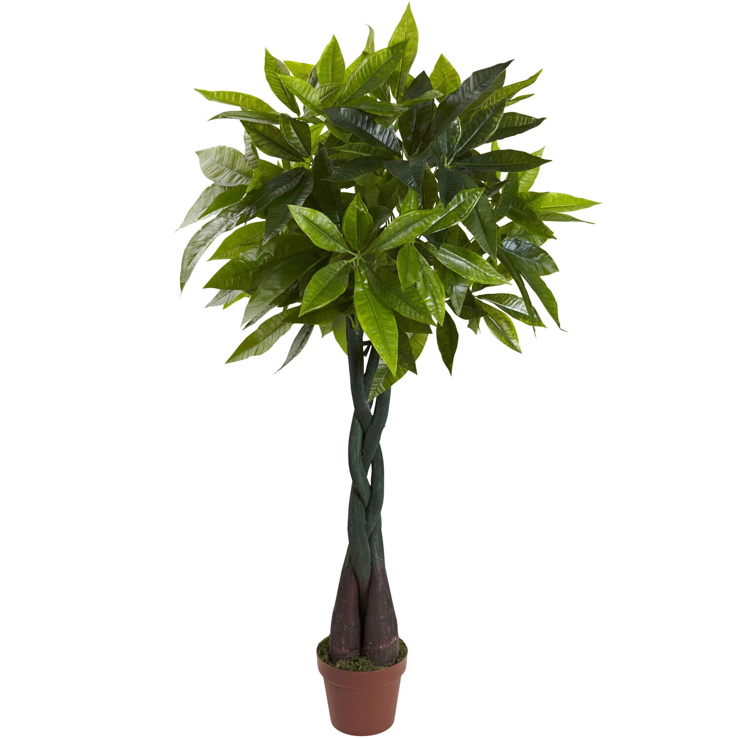 48" Green Faux Plastic Money Plant in Brown Pot