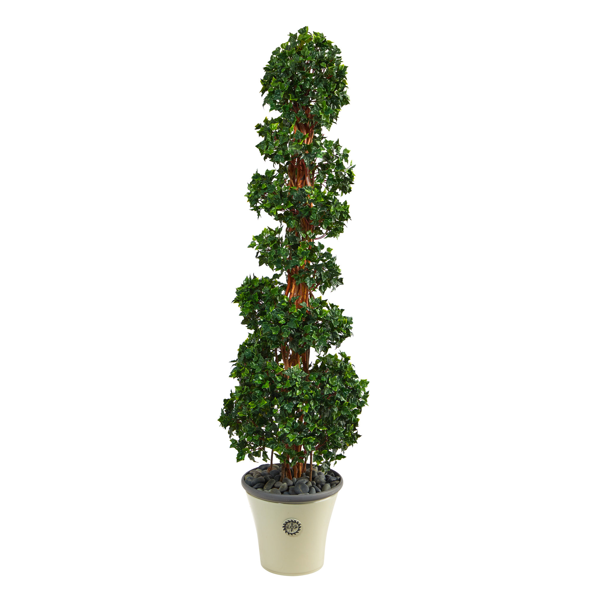 Nearly Natural 68in. English Ivy Topiary Spiral Artificial Tree in Decorative Planter UV Resistant (Indoor/Outdoor)