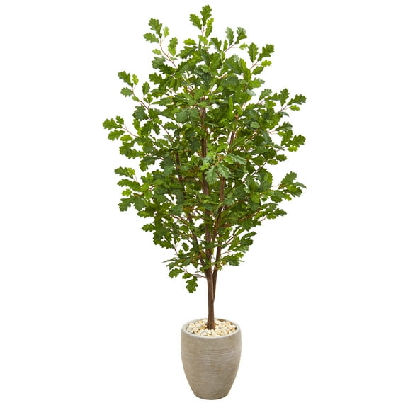 Nearly Natural 69" Oak Artificial Tree in Sand Colored Planter