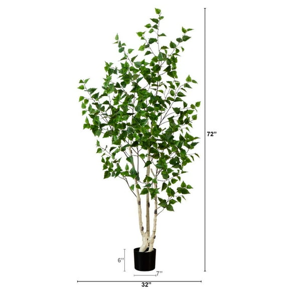 Nearly Natural 6ft. Artificial Birch Tree with Real Touch Leaves