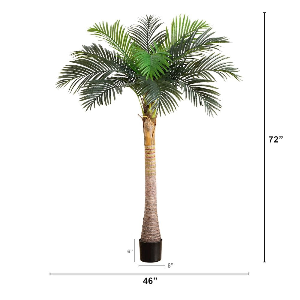 6ft Green Plastic Coconut Palm Floor Plant in Black Pot